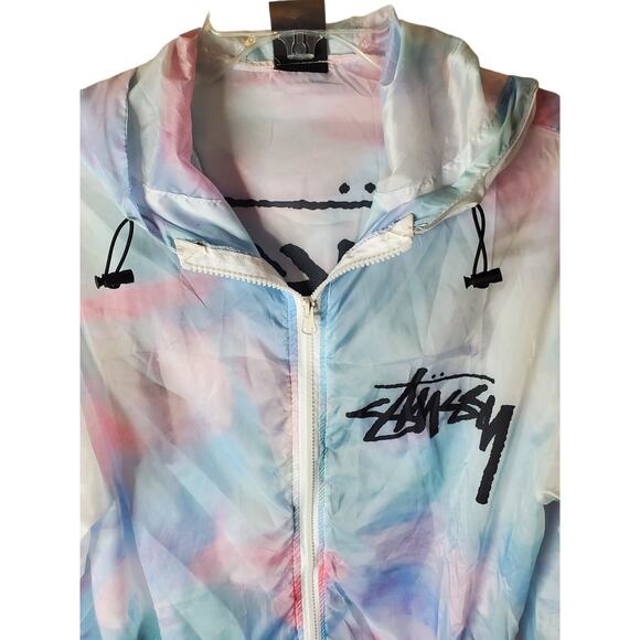 Stussy Cotton Candy Rainbow Dye Tie Hooded Windbreaker, XXL - Picture 2 of 5
